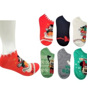Mickey & Friends Holiday No-Show Socks. 6 pairs